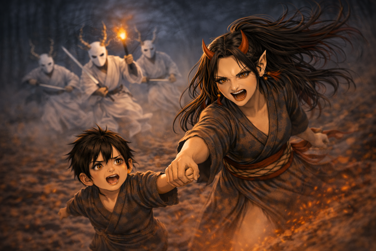 追手から逃げる母子